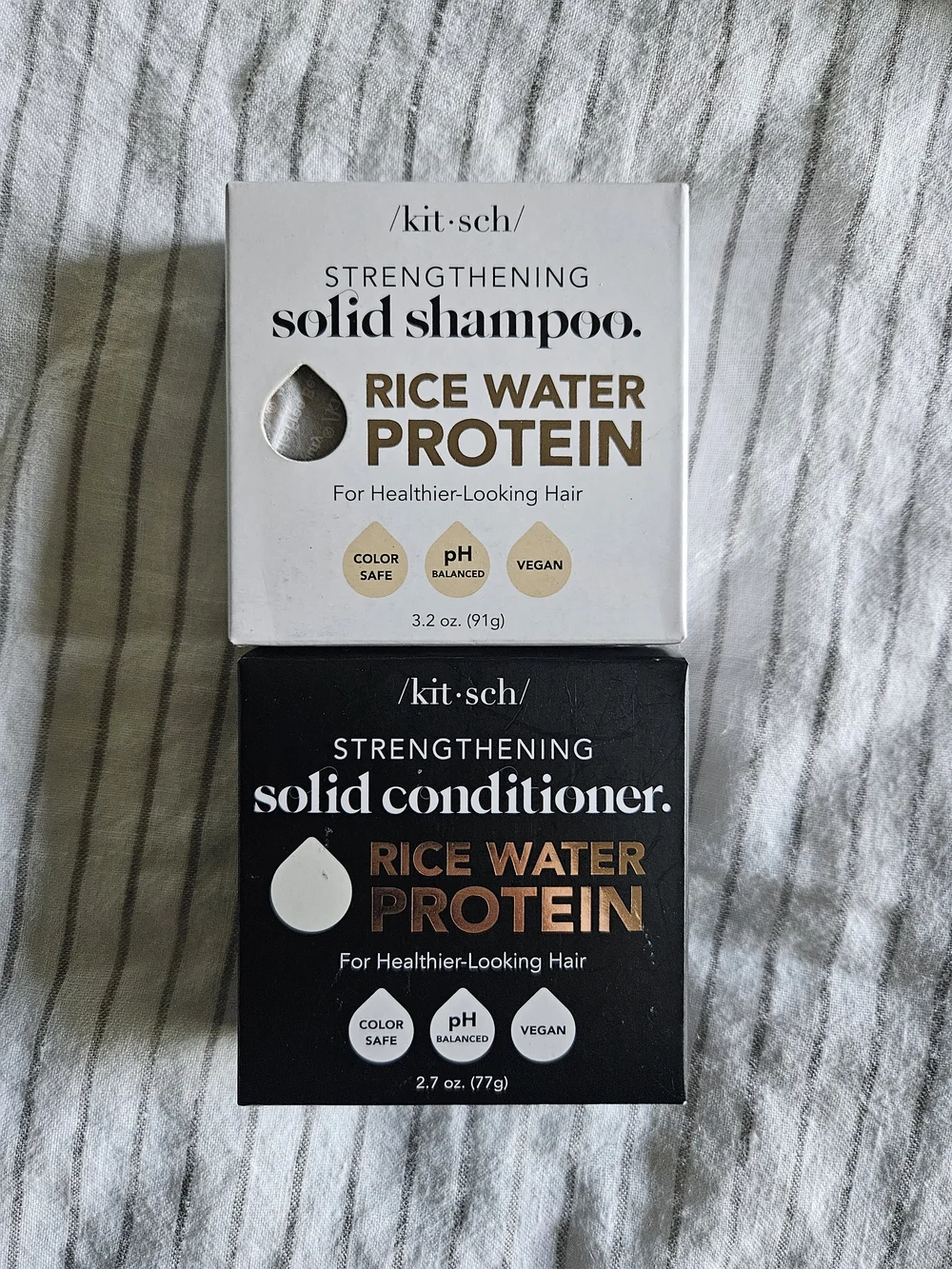 Kitsch Rice Water Protein Solid Shampoo & Conditioner Duo - White & Black